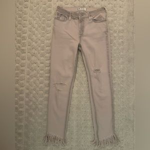 Free People Striaght Jeans with Distressed Bottoms Size 24
